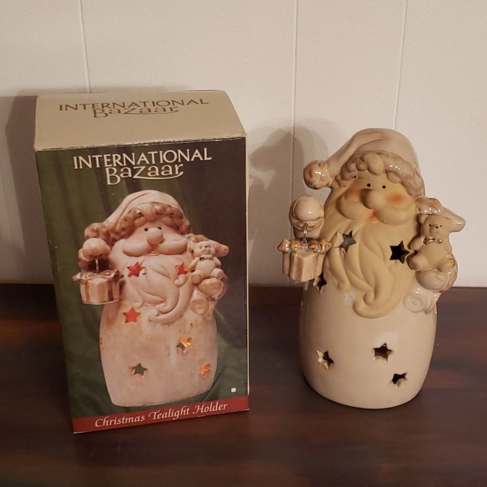 Vintage Porcelain Santa Christmas Tealight Holder